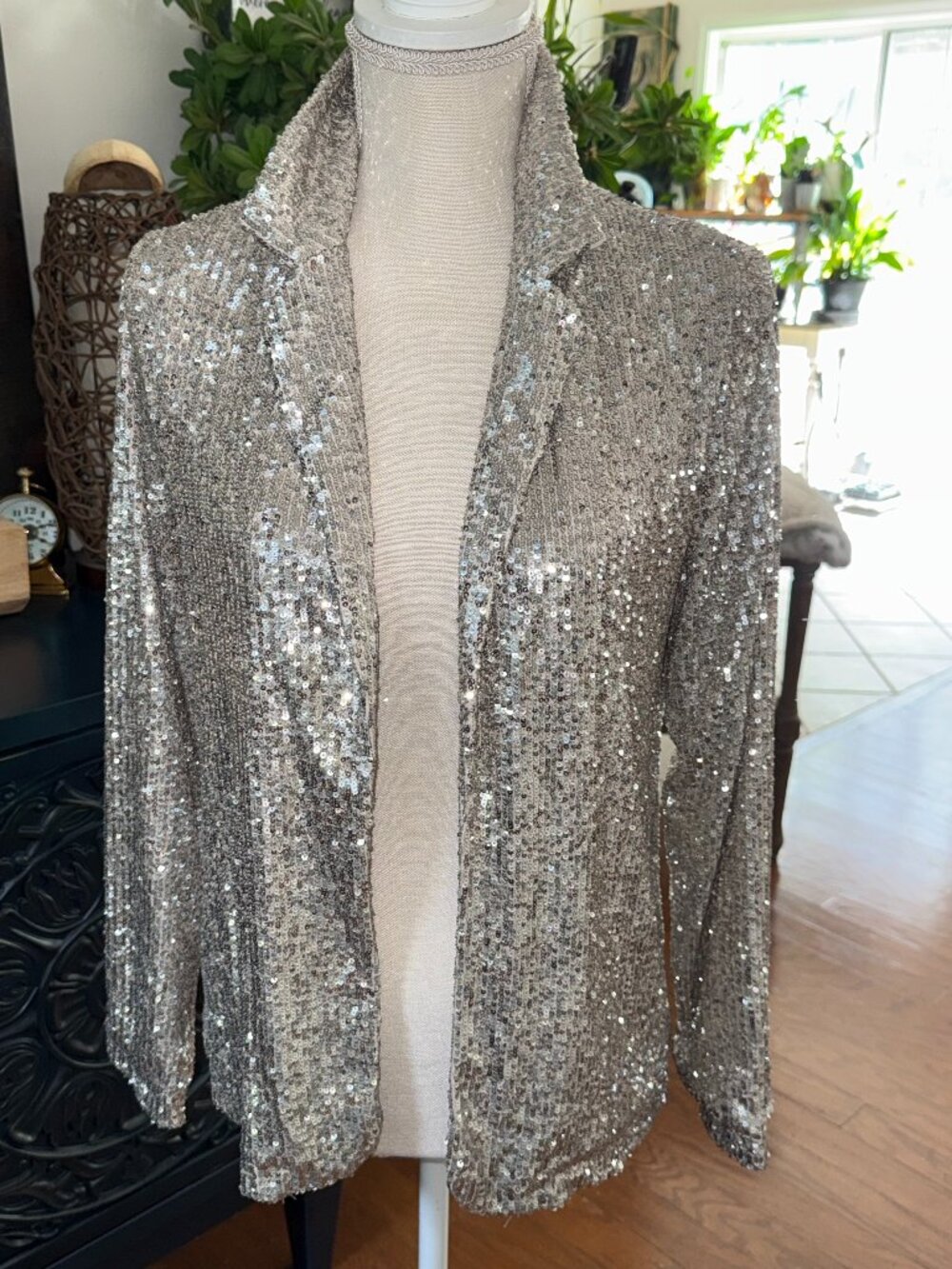Silver Sequined Evening Jacket